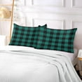 thumbnail image 6 of Turquoise Teal Green Black Plaid Body Pillow Cover with Zipper, Soft and Cozy Fuzzy Fleece Body Pillow Case Cover 21 x 54 in, Plush Long Body Pillow Pillowcase Home Decor Gifts, 6 of 7