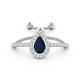 thumbnail image 2 of ANGARA Natural Floating Pear-Shaped Sapphire Bolo Ring with Halo in 14K White Gold for Women (Size-6x4mm) | September Birthstone, Anniversary, Jewelry Gift for Women | Natural Blue Sapphire Ring, 2 of 9