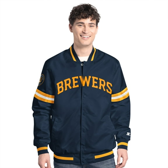 Men's-Starter  Navy Milwaukee Brewers Scout Full-Snap Varsity Jacket