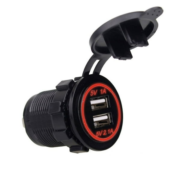 Cargador de coche universal Vehículo USB DC12V-24V Cargador USB dual impermeable 2 puertos Toma de corriente 5V 2.1A / 1A Inevent DZ4573-01B