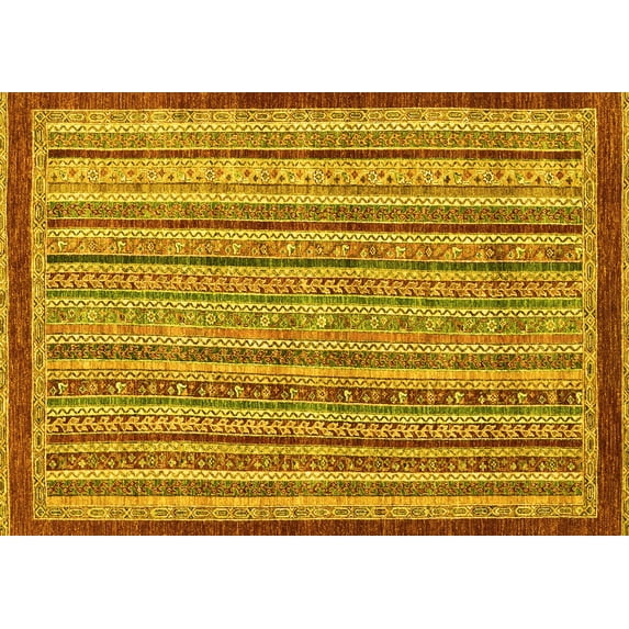 Ahgly Company Indoor Rectangle Oriental Yellow Modern Area Rugs, 8' x 10'