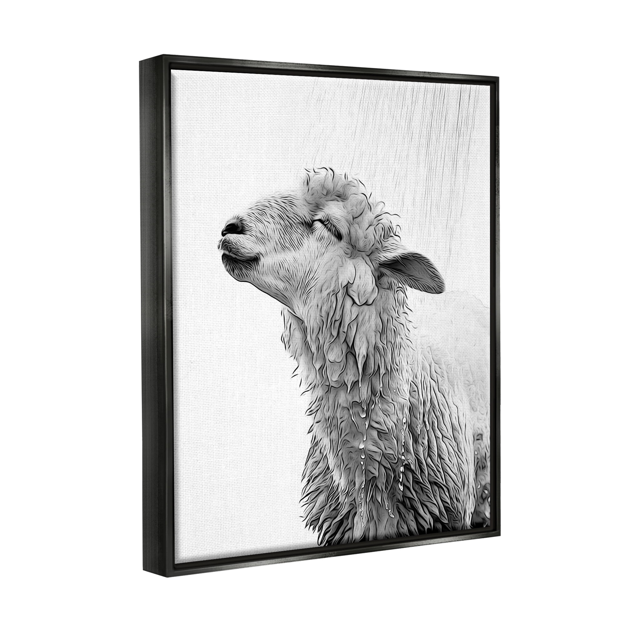 Stupell Industries Sheep Bathroom Splash Animals & Insects Painting Black Floater Framed Canvas Art Print Wall Art, 17 x 21