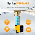 thumbnail image 4 of iSpring Spin Down Sediment Water Filter, 50 Micron,  Auto-Flush, Reusable,  Touch-Screen and Built-in Housing Scraper, Brass Top Clear Housing, Whole House Prefilter Filtration, 4 of 9