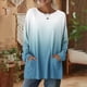 thumbnail image 2 of TaTaai 2026 Fall Womens Gradient Long Sleeve Tee Round Neck Loose Blouse With Pockets Casual Solid Color Fashion Top Soft Stretchy Polyester Daily Gift, 2 of 7