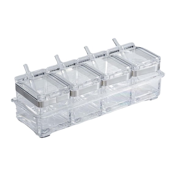 Baoblaze 4 Compartment Multifunction with Lid Condiment Jar for Bar Restaurant Pepper
