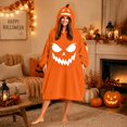 thumbnail image 2 of Halloween Pumpkin Costume Oversized Wearable Blanket Hoodie Cozy Plush Halloween Cosplay Costume, 2 of 7