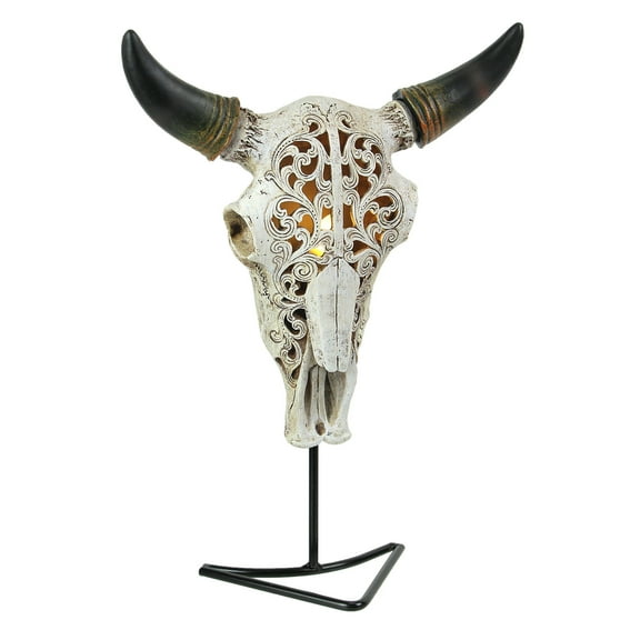 Zeckos Steer Skull Wall or Table Accent Lamp Removeable Stand