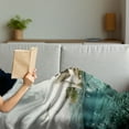 thumbnail image 3 of Mermaid Soft Flannel Fleece Blanket, Mythological Woman Sitting on a Shell with Leaves Birds Clouds over Magic Sea, Cozy Plush for Indoor and Outdoor Use, 50" x 60", Blue Beige Teal, by Ambesonne, 3 of 5