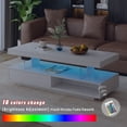 thumbnail image 3 of Hassch 51.2" LED Coffee Table with Storage Drawers and Open Shelves, Modern High Gloss Living Room Center Table, White, 3 of 9