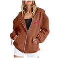 thumbnail image 2 of WEAIXIMIUNG Sweat à Capuche Zippé pour Femmes Mode Imprimé Cerf Leaping Manches Longues Poche Cordon Décontracté Sport, 2 of 6