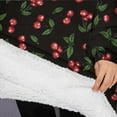 thumbnail image 3 of Oversized Wearable Blanket Hoodie,Black Christmas Cherry Pattern Sherpa Blanket Hoodie with Super Pockets,Super Warm Fuzzy Pullover for Women & Men, 3 of 6