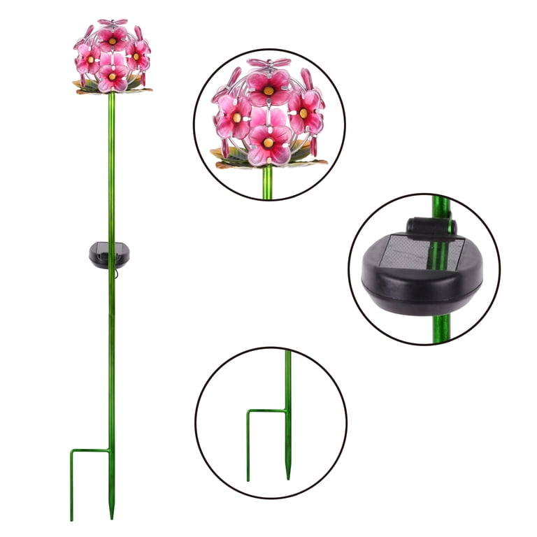 Solar LED Pink Glass Hydrangea Stake Light - Walmart.com