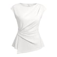 thumbnail image 3 of Women's Crew Neck T-Shirts Short Sleeve Loose Fit Tops Casual Basic Solid Color Tees White S, 3 of 4