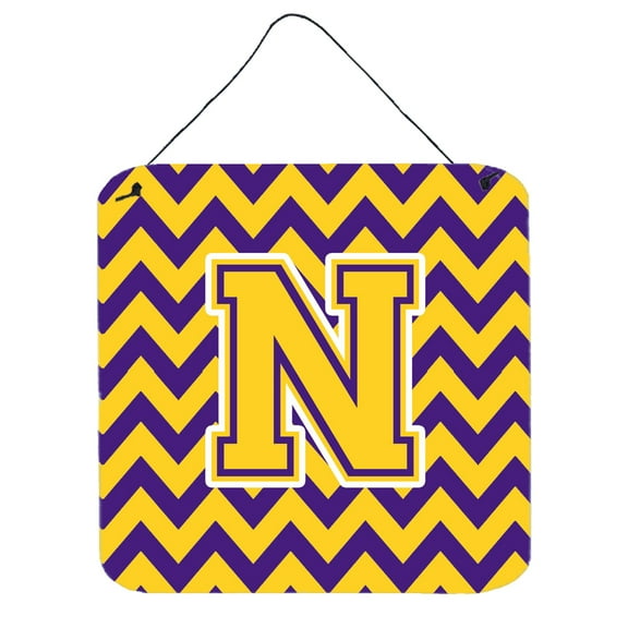 Carolines Treasures CJ1041-NDS66 Letter N Chevron Purple and Gold Wall or Door Hanging Prints 6HX6W multicolor