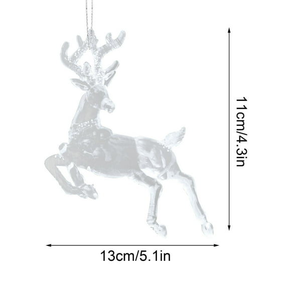 Beautynvta Christmas Tree Ornament, Transparent Acrylic Christmas Tree Reindeer Snowflake Decoration Pendant, Small Pendant Hanging Ornament for Xmas Tree Holiday Decor