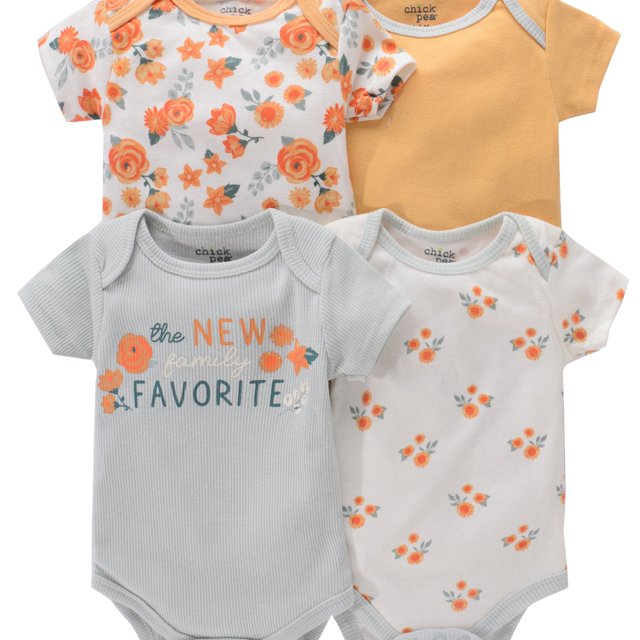 Get Ready to Fall in Love with Our 4pcs Soft and Breathable Newborn Infant Rompers! Perfect for Baby Boys and Girls, These Short Sleeve Round Neck Bodysuits Feature Adorable Cartoon Animal and Flowers