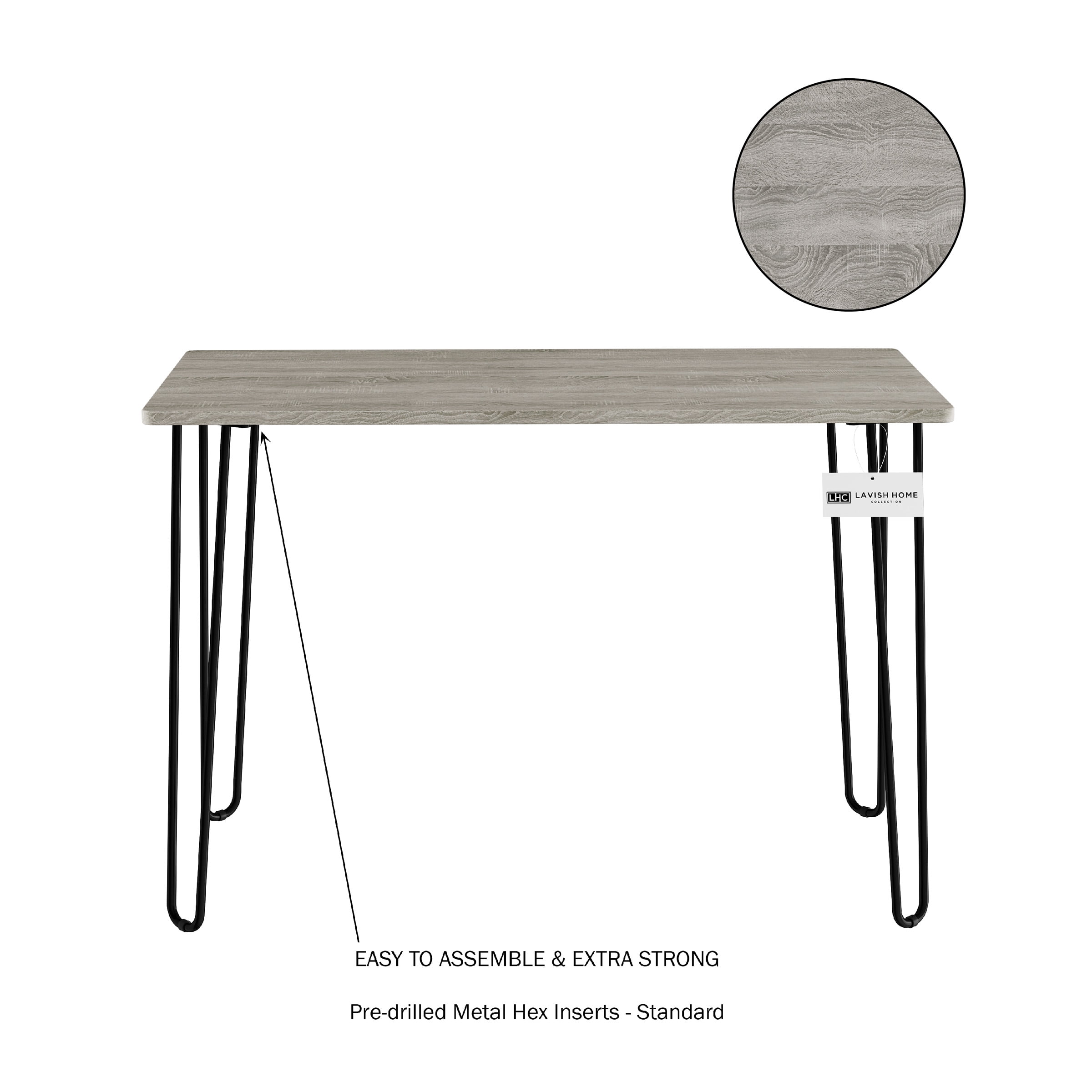 Somerset Home Modern Desk with Hairpin Legs - Home Office Furniture (Gray)