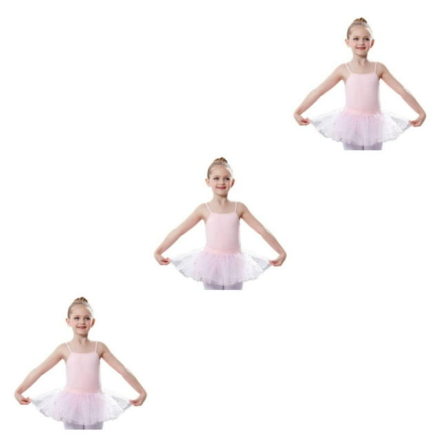 Qarigey Traje de tirantes de Ballet para niña de verano, traje de entrenamiento de baile con falda, ropa, regalo de cumpleaños, rosa Type1 NO1