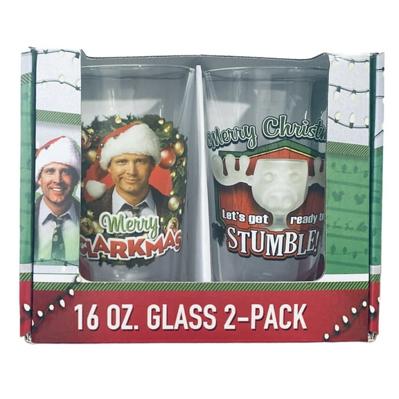 National Lampoon's Christmas Vacation 16 Oz. Glass 2-Pack (Merry Clarkmas / Let's Get Ready to Stumble)
