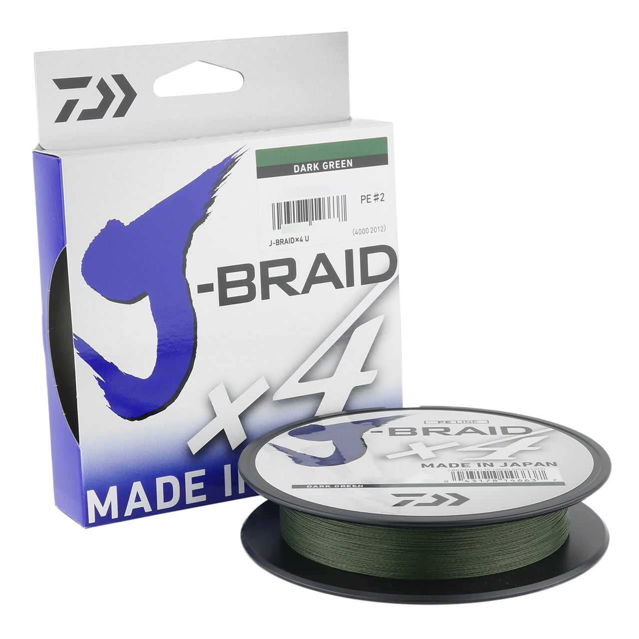 Daiwa 300 Yard J-Braid X4 Braided Fishing Line - 15 lb. Test - Dark Green