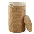 thumbnail image 4 of Casafield Round Laundry Hamper with Lid and Removable Liner Bag - Natural, Woven Water Hyacinth Laundry Basket for Clothes, 4 of 7