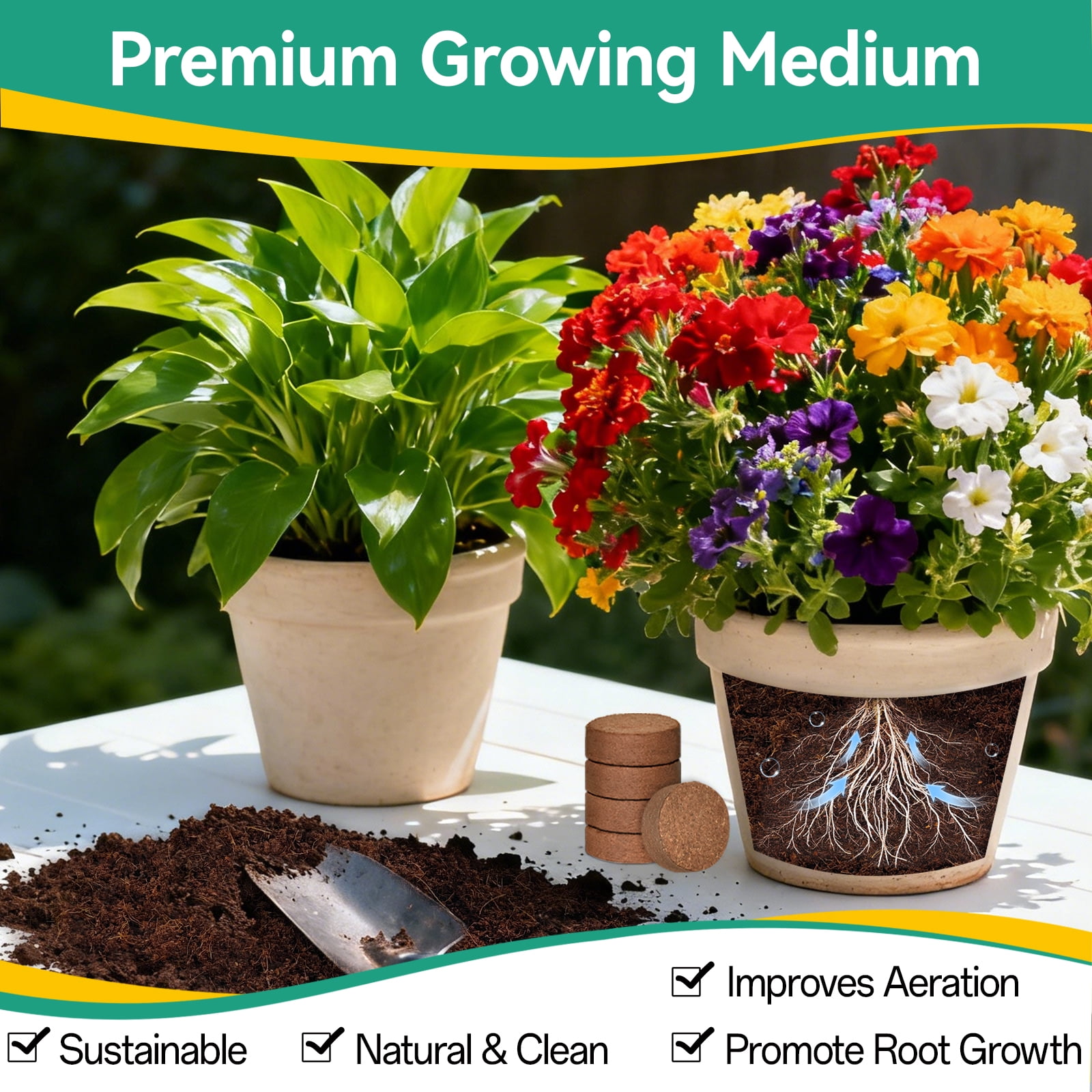 ZeeDix 50 Pcs  50mm Compressed Coco Coir Fiber Potting Soil- Organic Coco Coir Pellet Fiber Soil for Planting Bonsai, Herbs, Plants, Flowers and Vegetables