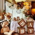 thumbnail image 3 of Happy Greetings Baby Shower Party Decoration - 4 Wood Grain Bear Blocks with Baby Letter, 3 of 6
