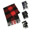 thumbnail image 3 of CheerKidz Mens Winter Scarf Warm Tassel Shawl British Plaid Fashion Versatile Wrap Soft Comfortable Cozy Outdoor Neckwear Stylish Accessory Classic Modern Layering 68x13inch(Red#1,Free Size), 3 of 6