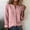 Pink, variant on Women's Linen V-Neck Button Down Shirt with Long Sleeve for Spring and Summer Casual Wear
