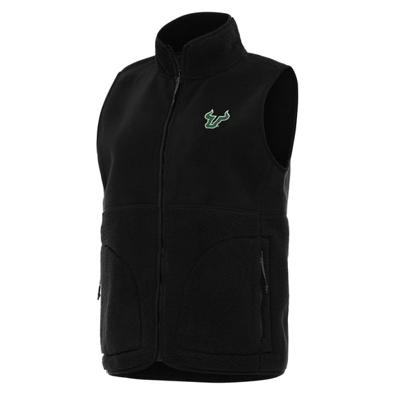 Women's Antigua Black South Florida Bulls Nostalgic Full-Zip Vest