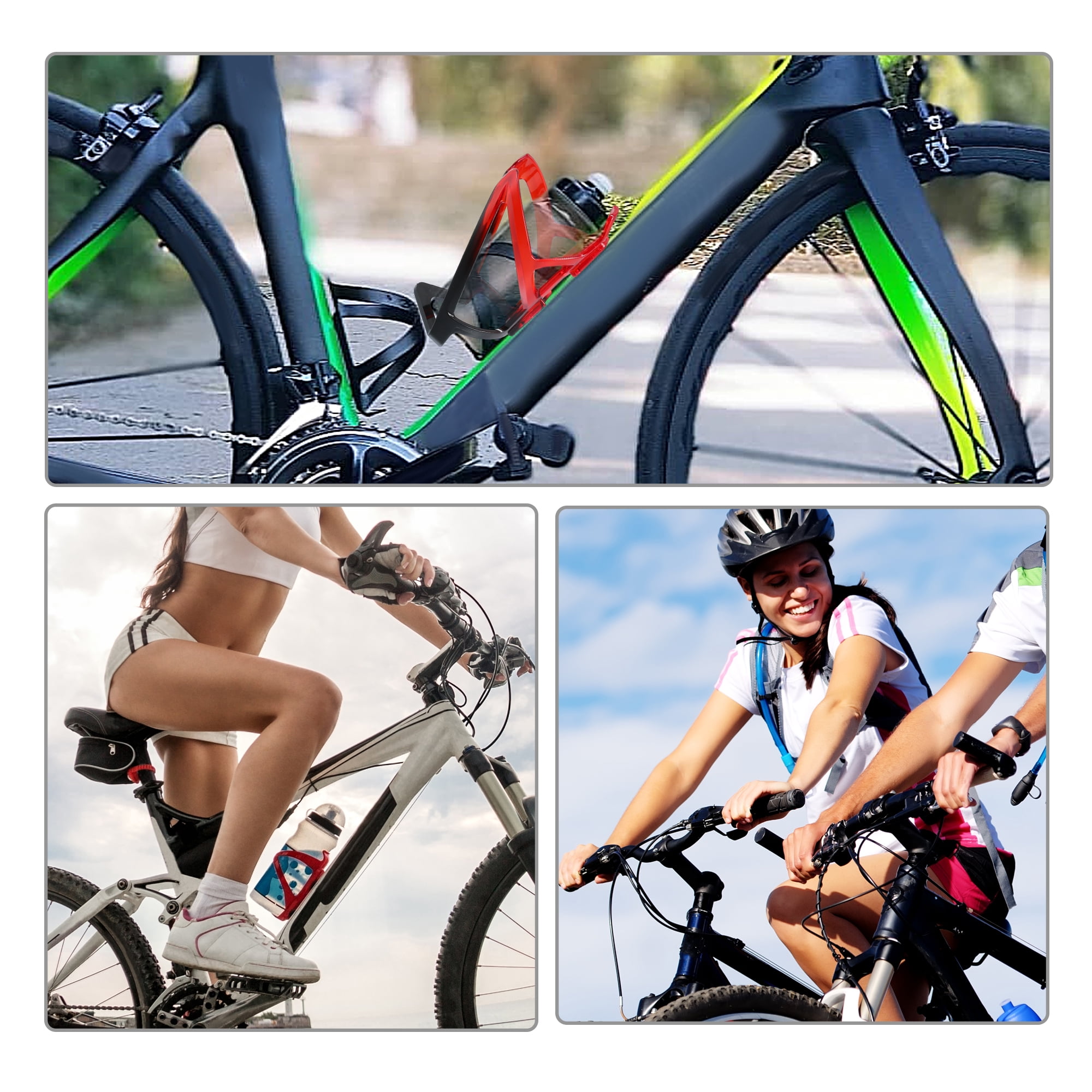 Unique Bargains Durable Bike Water Bottle Cage Holder with Screws and Wrench Red
