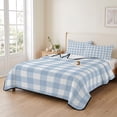 thumbnail image 2 of Queen Quilt Set 90''x96'', Light Blue Plaid Lightweight Summer Bedspread Coverlet Set with 2 Pillow Shams, Modern Minimalist Country Breathable All Season Quilt Bedding for Bedroom/Guest Room, 2 of 9