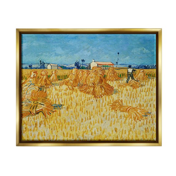 Harvest In The Provence Van Gogh Scenery Landscape Painting Metallic Gold Framed Art Print Wall Art