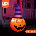 thumbnail image 6 of Joiedomi 5 FT Halloween Inflatable Pumpkin with Witch Hat, Blow Up Inflatables with Build-in LEDs for Halloween Party Indoor, Outdoor, Yard, Garden, Lawn Decorations, 6 of 7