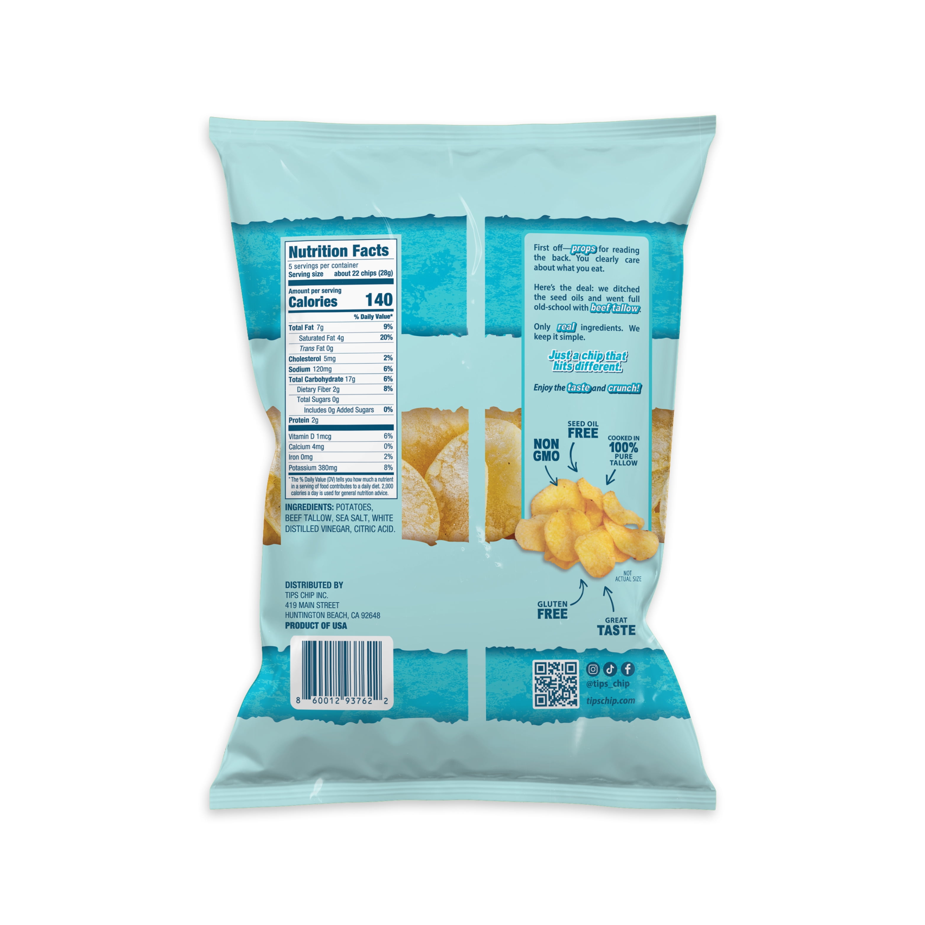 TIPS - Tallow Potato Chips Original - Salt & Vinegar