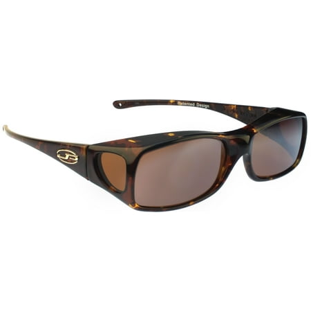 Fitovers Eyewear Aria Sunglasses, Tortoiseshell, Polarvue Amber - Designed to Fit Over Eyewear - 140mm x 36mm Frames