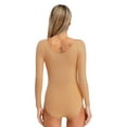 thumbnail image 2 of Haitryli Women's Long Sleeve Fleece-lined Leotard Figure Skating Acrobatics Competition Stage Performance Outfit Nude Round Neck 170, 2 of 7