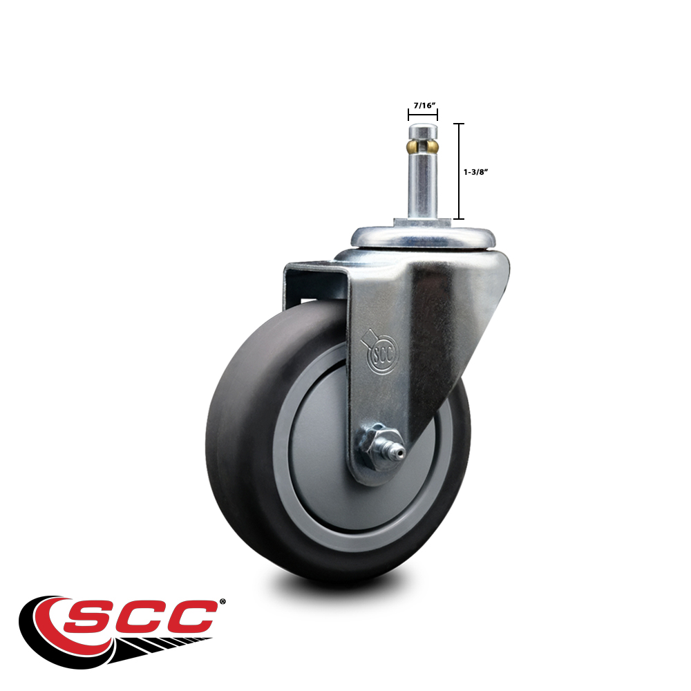 4 Inch Thermoplastic Rubber Wheel Swivel 7/16 Inch Grip Ring Stem Caster SCC