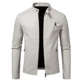 thumbnail image 5 of Men's casual stand-up collar jacket, PU leather jacket, motorcycle suit, diagonal zipper pocket design, 5 of 11