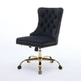 thumbnail image 5 of Modern Velvet Upholstered Tufted Button Office Chair with Golden Metal Base, 5 of 33