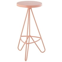 Trinity 30" Modern Industiral Iron Tripod Backless Bar Stool, Pink Frame