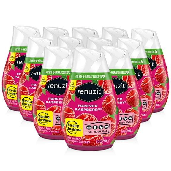 Renuzit Adjustable Solid Gel Air Freshener Cone, Forever Raspberry, Nonstop Freshness, 7 Ounces, 12 Cones
