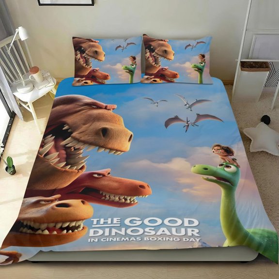 Cartoon 3 Piece Bedding Set The Good Dinosaur Comforter Set Cute Duvet Cover Sets Super Soft Girls Bedding Set Kids Bedroom Gifts,1 Duvet Cover with 2 Pillowcases Twin