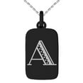 thumbnail image 1 of Stainless Steel Letter A Initial Metro Retro Monogram Engraved Small Rectangle Dog Tag Charm Pendant Necklace, 1 of 1