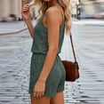 thumbnail image 4 of KIHOUT Women's Casual Ribbed Knit Romper Sleeveless Drawstring Waist Yoga Fitness Short Jumpsuit Plus Size Summer Wear, 4 of 5