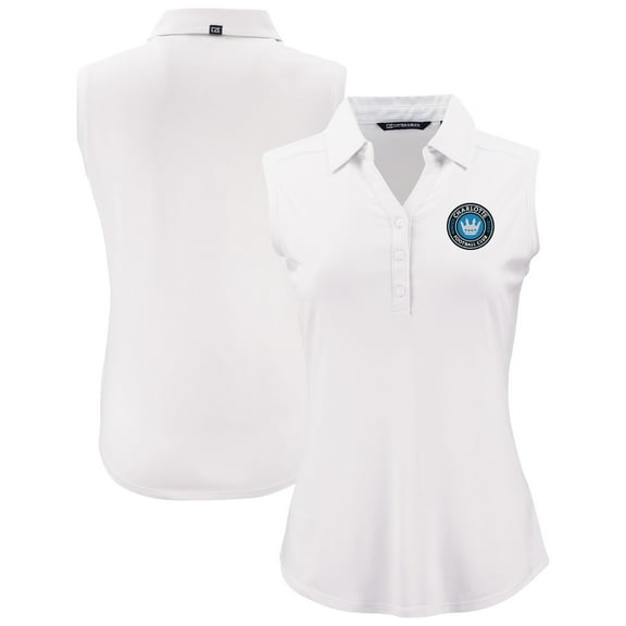 Women's Cutter & Buck  White Charlotte FC Forge Eco Stretch Recycled Sleeveless Polo