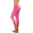 thumbnail image 4 of MLQIDK Yoga Capri Pants for Women Trendy Summer Yoga Leggings Knee Length Elastic Waist Cropped Pants Dressy Casual Yoga Capris with Pockets Hot Pink L, 4 of 7
