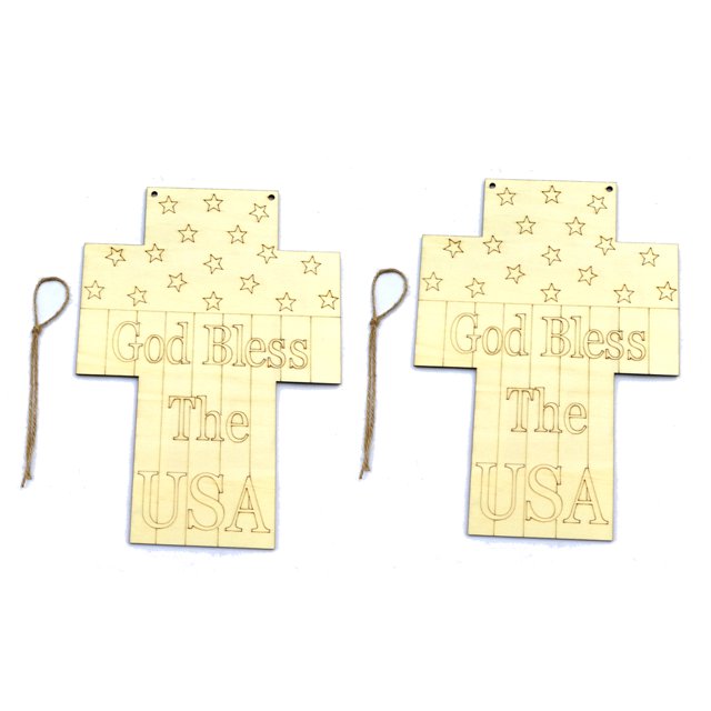 Tablero de madera colgante de madera 4 de julio Día de la Independencia Americana Día de la Independencia Memorial Estrellas y rayas Decoración patriótica Muro Cruz de la pared 2 sidaley HA012056-01