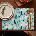 thumbnail image 5 of Blue Christmas Santa and Snowman Pattern Summer Placemats Table Placemats Set Of 4-Linen Kitchen Washable Placemats Table Mats 11.8"x17.7" Non-Slip Heat Resistant, 5 of 6