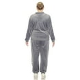 thumbnail image 3 of White Mark Women's 2-Piece Velour Tracksuit Set with Faux Leather Stripe, 3 of 6